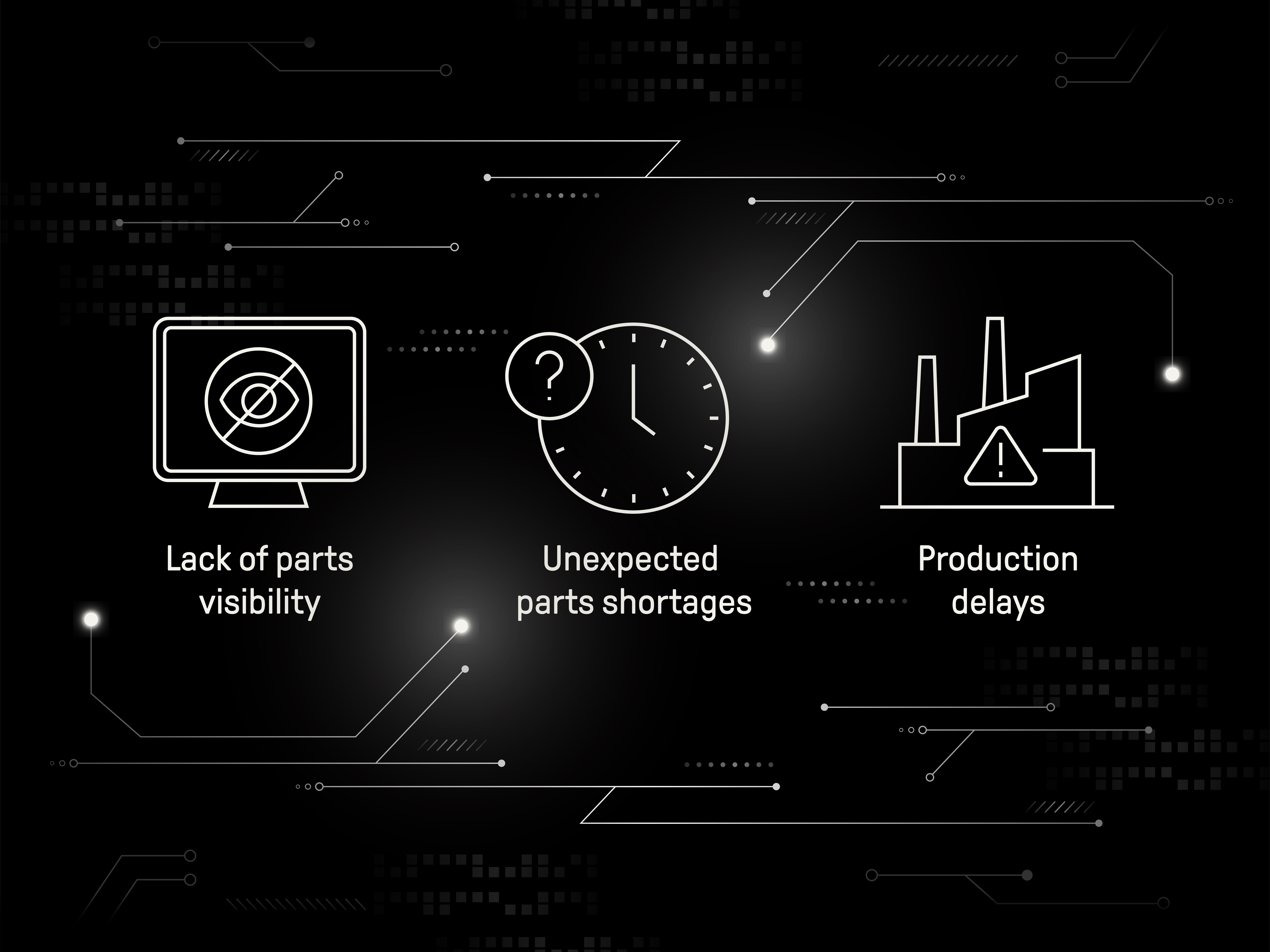 Graphic with icons showing parts shortages