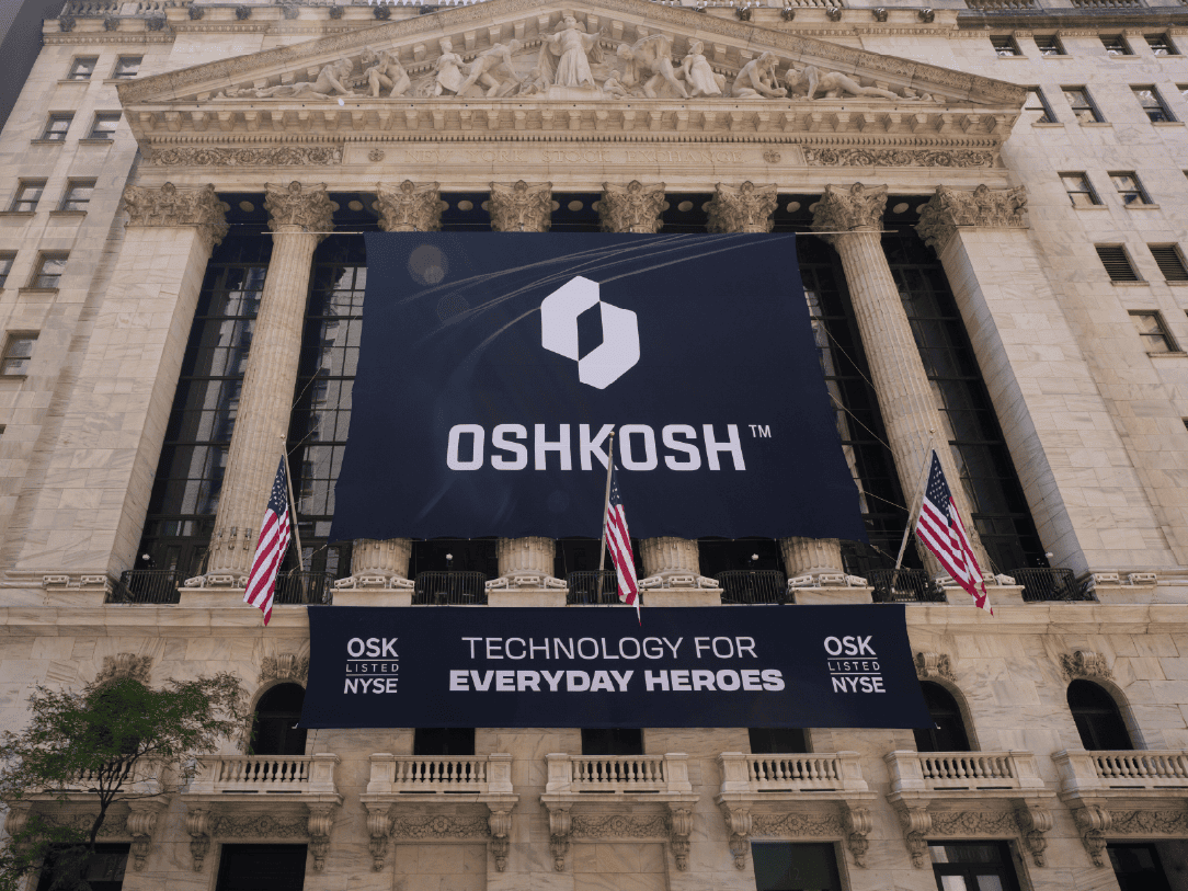 Oshkosh 2025 Investor Day Facade Banners at the NYSE