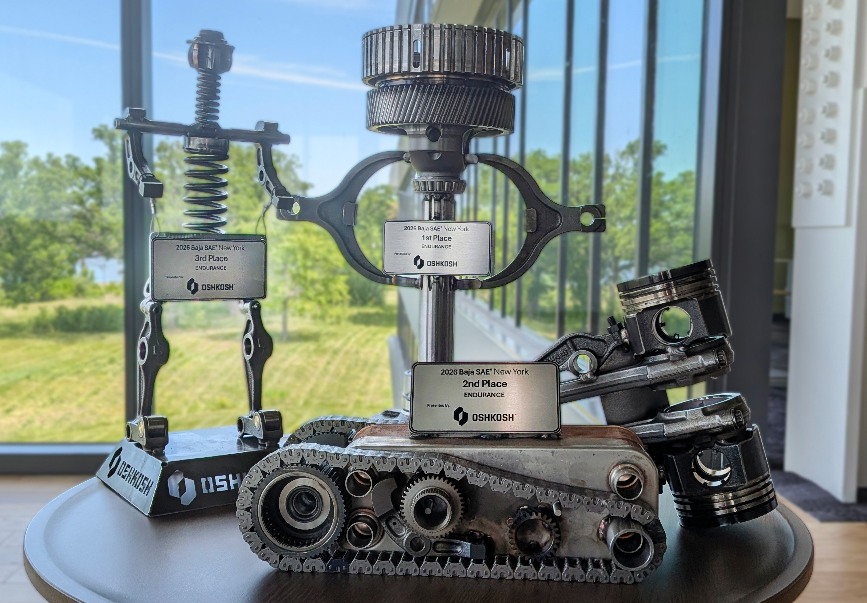 Oshkosh trophies made from vehicle parts