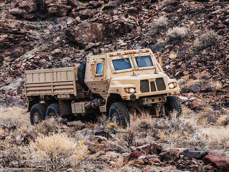 FMTV driving in desert setting