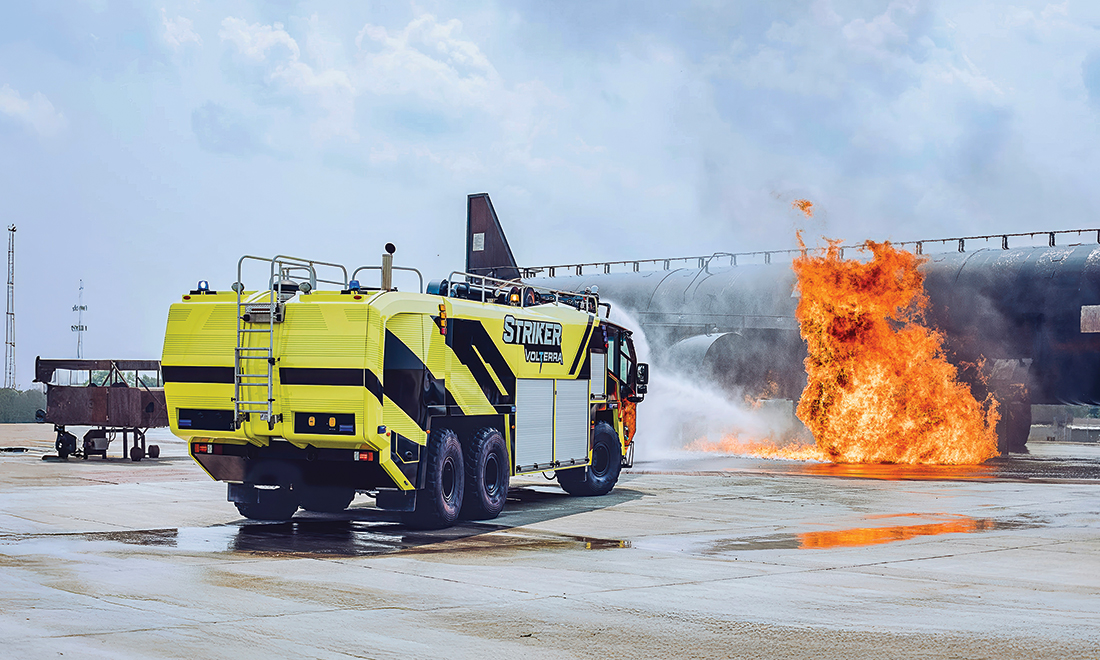 Striker Volterra tending to fire at airport