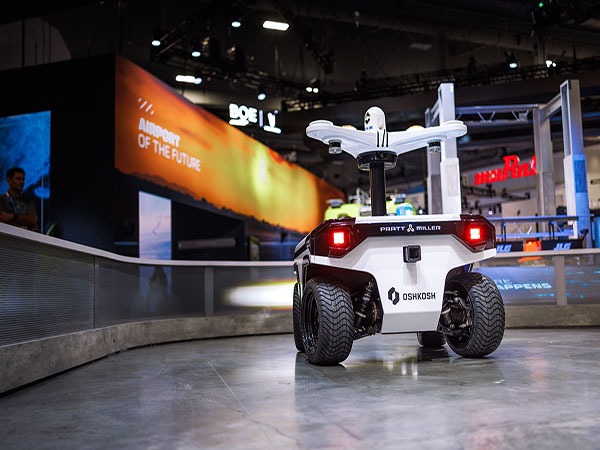Oshkosh airport robot showcasing at CES 2026