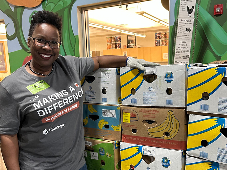Team member volunteering at food bank
