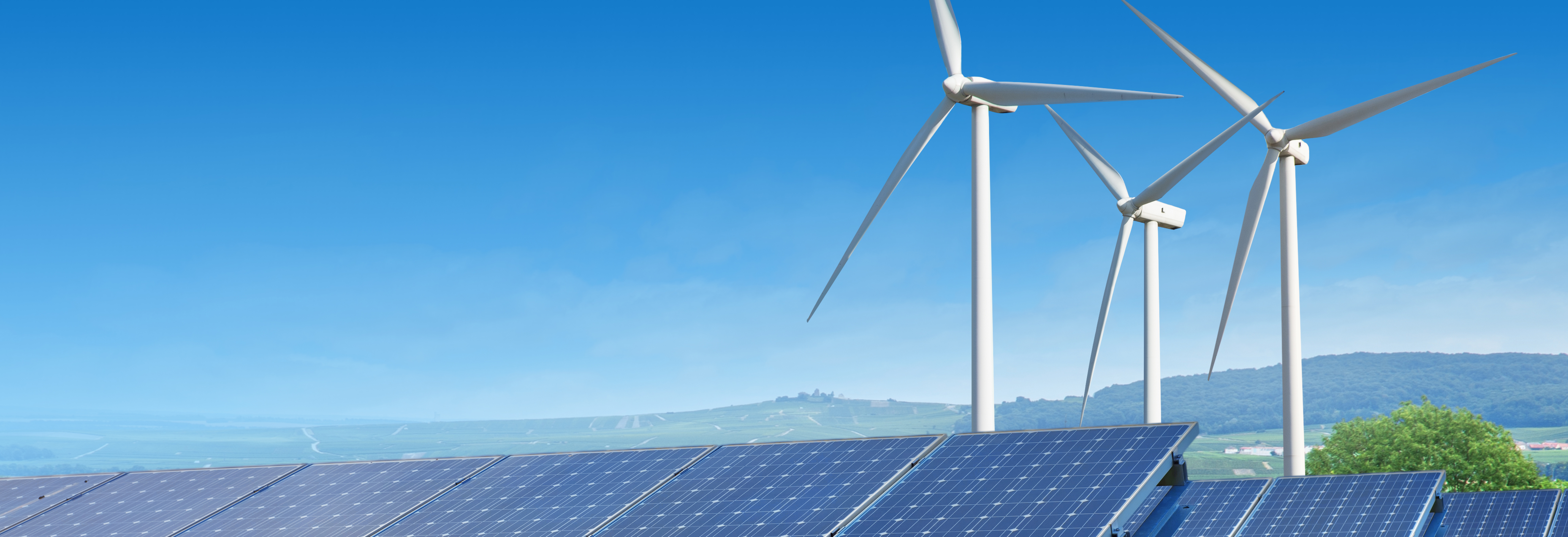 Windmills and solar panels