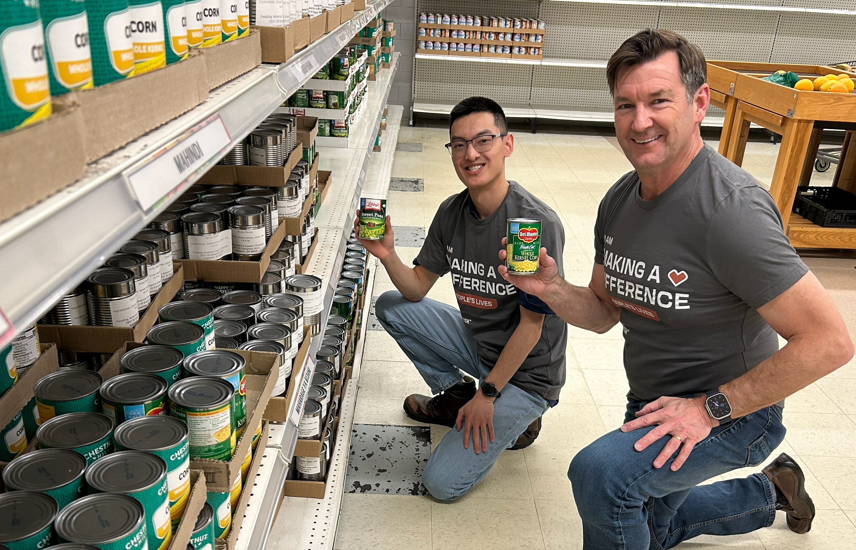 Team members volunteering at Oshkosh Area Community Pantry